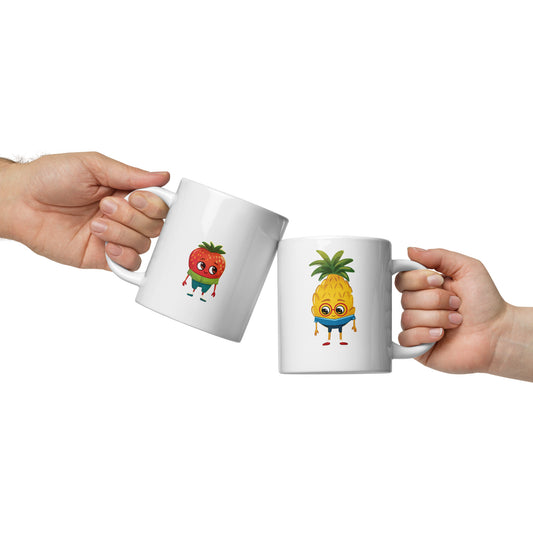 Pineapple and Strawberry White Mug